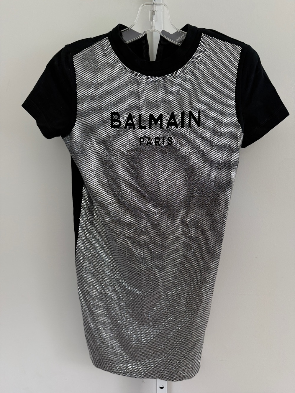 Balmain Kids Silver & Black Logo dress size 10A